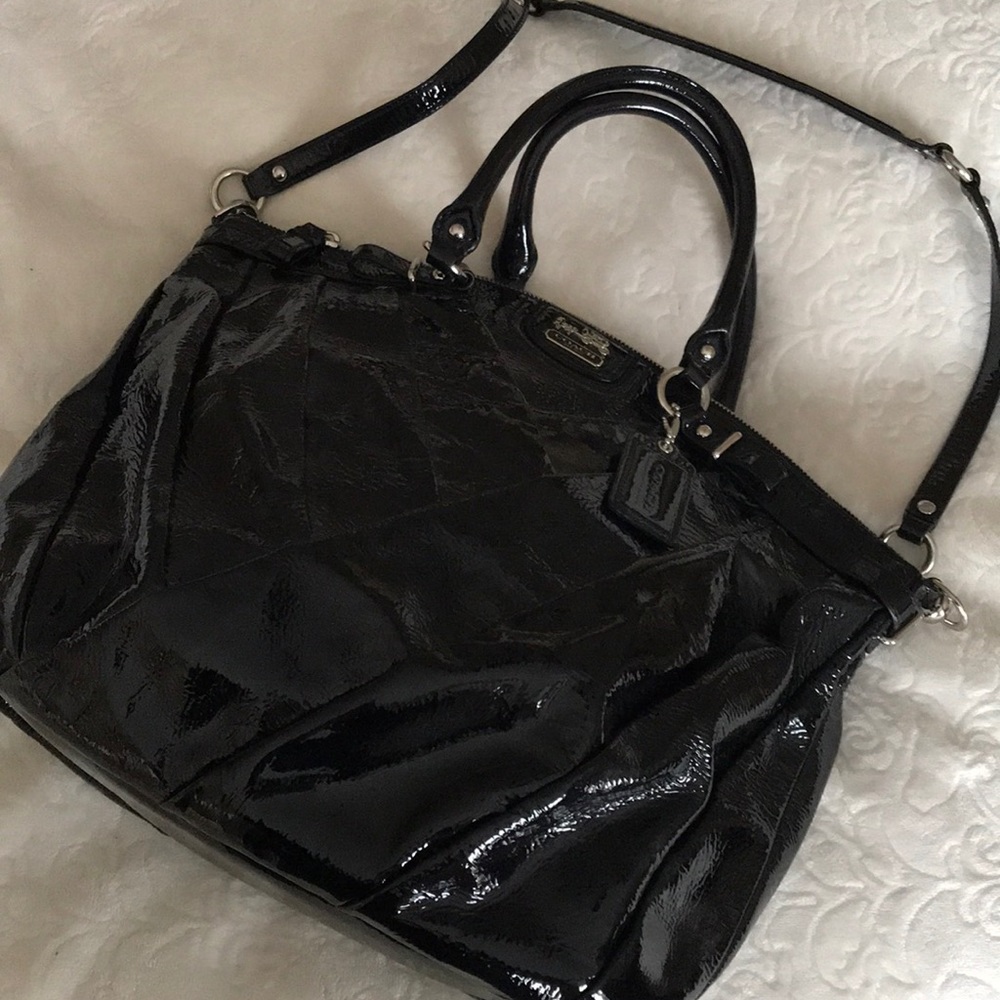 Coach black patent leather bag